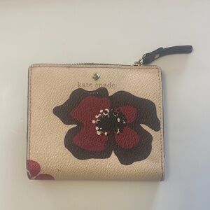 Kate Spade Beige Wallet with Red Floral Design
